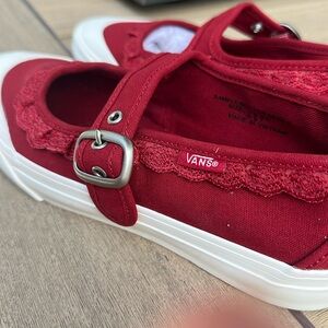 Vans Mary Jane’s red with ruffle detail. Brand new!